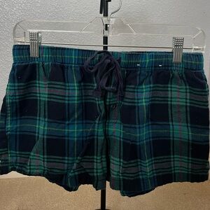 Stars Above Plaid Pajama Shorts - Green and Blue